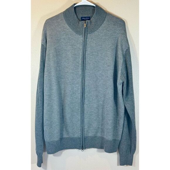 NWOT Patrick Assaraf Linea Rossa Merino Wool Blend Full Zip Sweater Men's XXL - Picture 1 of 10